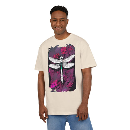 Dragonfly Art Unisex Heavy Oversize Tee, Nature Lover Shirt, Gift for Her, Artistic Tee, Summer Fashion, Relaxed Fit Clothing