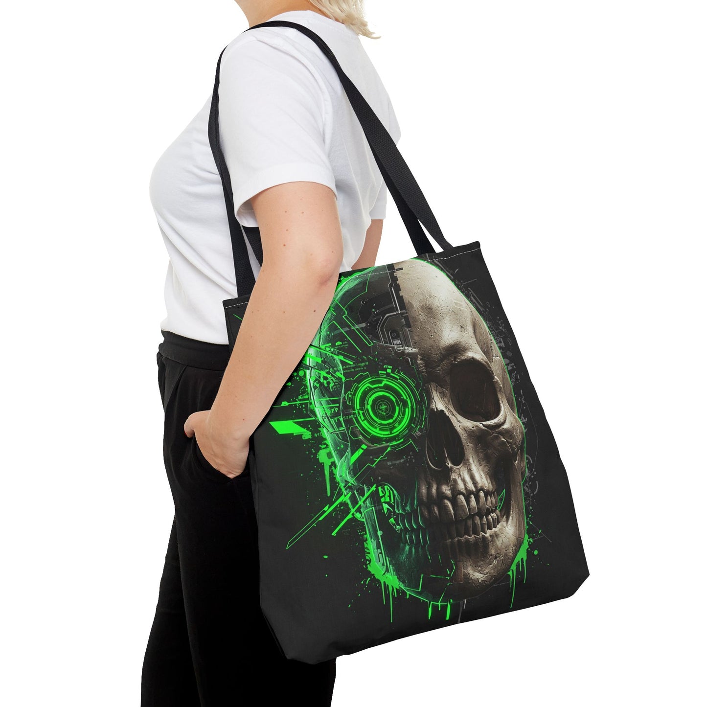 Edgy Skull Print Tote Bag | Perfect for Gamers, Halloween, and Festivals | Stylish Reusable Bag, Fashion Tote, Unique Gift