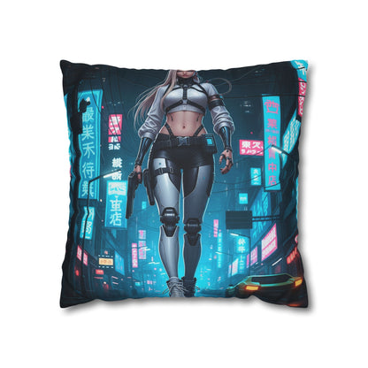 Futuristic Cyberpunk Pillowcase, Cozy Home Decor, Modern Sofa Cushion, Unique Gift for Gamers, Bedroom Accent