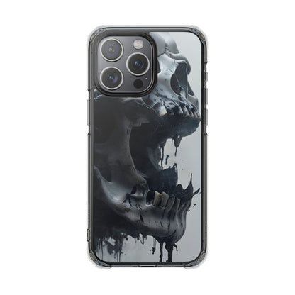 Unique Skull Design Magnetic Clear Impact Cases, Skull Phone Cases, Gothic Accessories, Halloween Gifts, Edgy Mobile Covers