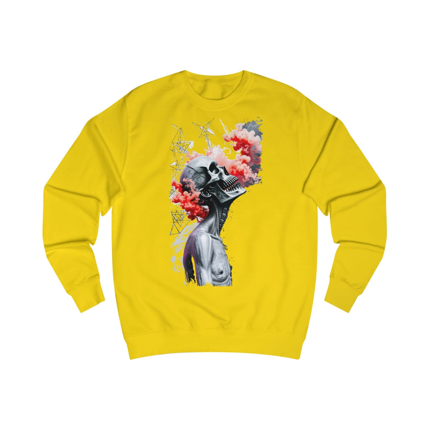 Futuristic Skull Art Sweatshirt, Unique Graphic Hoodie, Unisex Streetwear, Cozy Gifts for Artists, Trendy Casual Wear