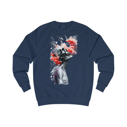 Futuristic Skull Art Sweatshirt, Unique Graphic Hoodie, Unisex Streetwear, Cozy Gifts for Artists, Trendy Casual Wear