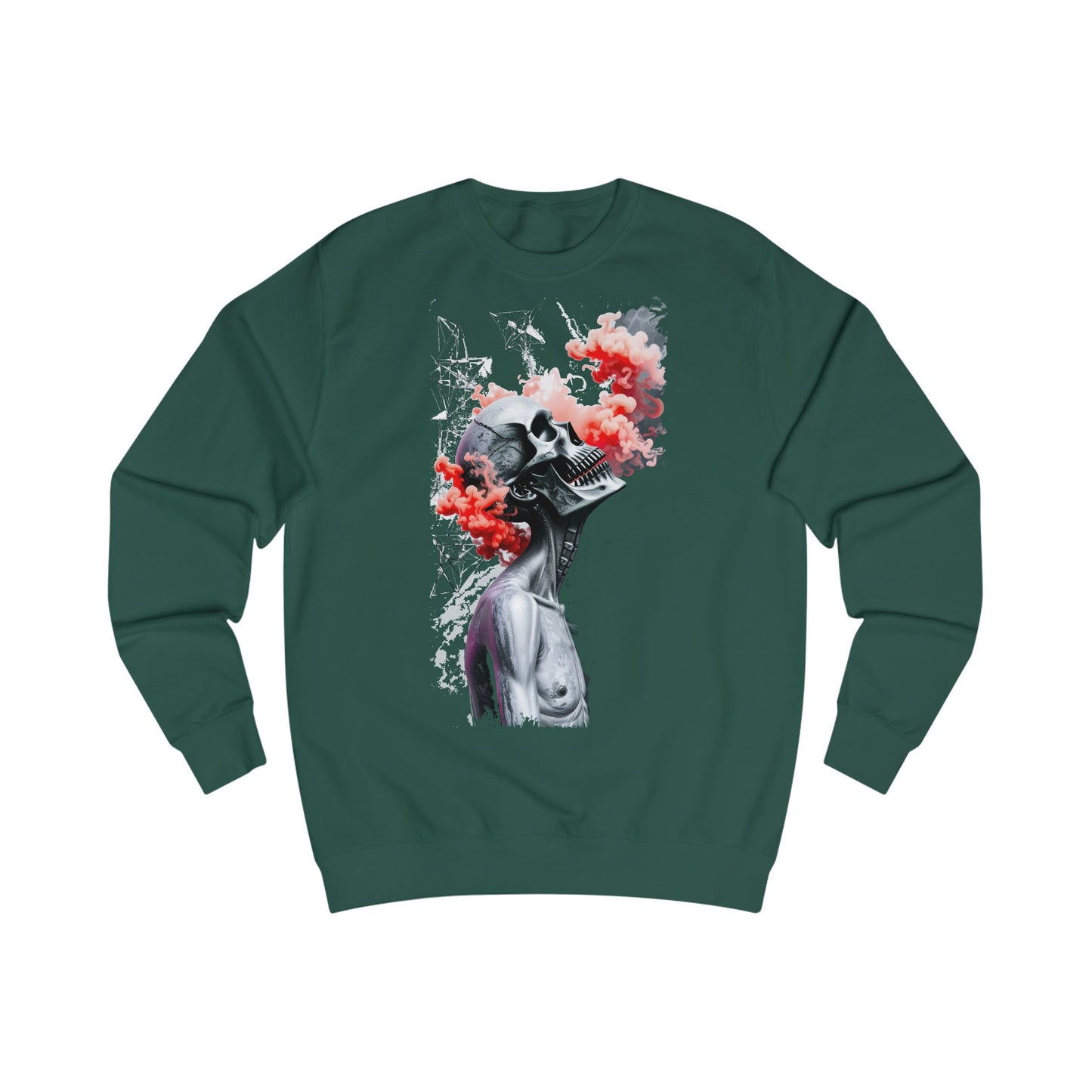 Futuristic Skull Art Sweatshirt, Unique Graphic Hoodie, Unisex Streetwear, Cozy Gifts for Artists, Trendy Casual Wear