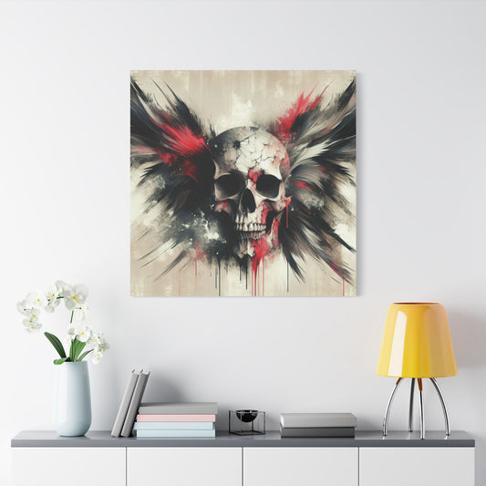 Gothic Skull Wall Art, Dark Art Canvas, Edgy Home Decor, Unique Gift for Halloween, Metalhead Wall Piece