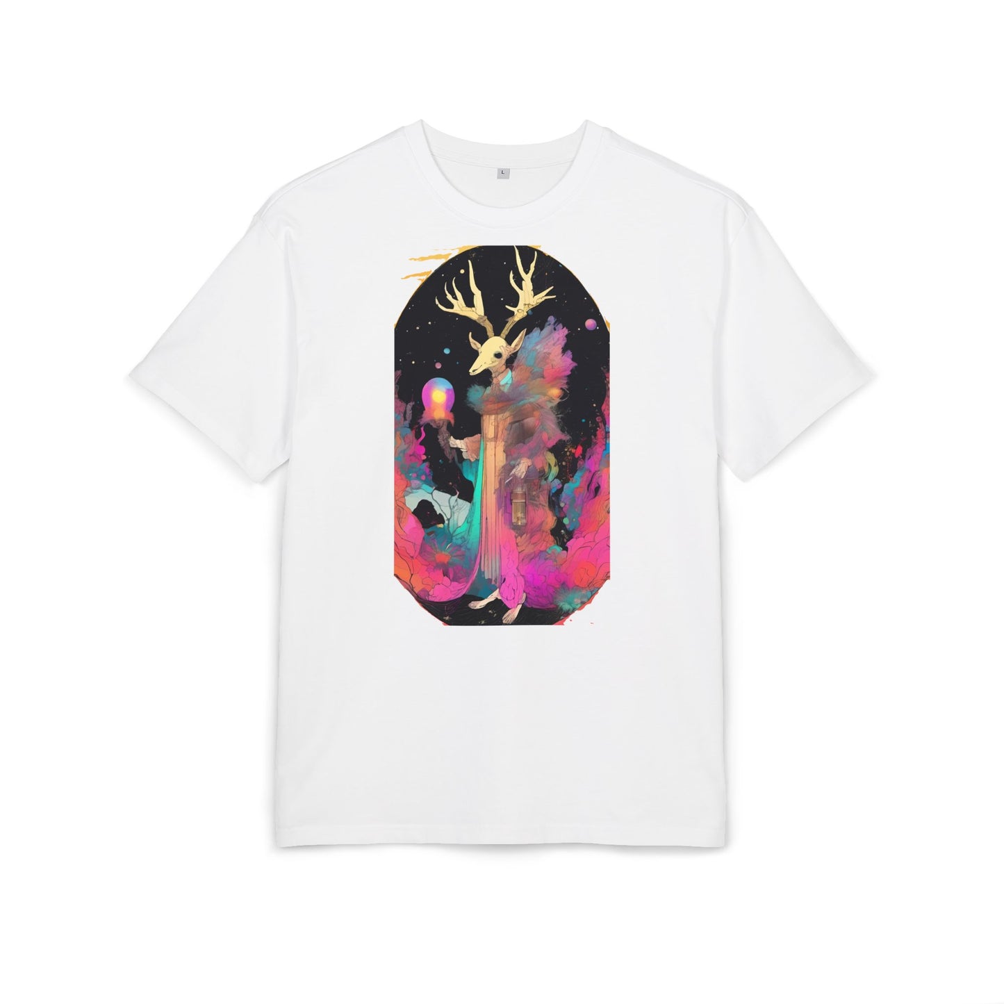 Cosmic Stag Unisex Oversize Tee | Bohemian Vibe T-Shirt, Fantasy Apparel, Unique Gift, Art-Inspired Fashion, Summer Style
