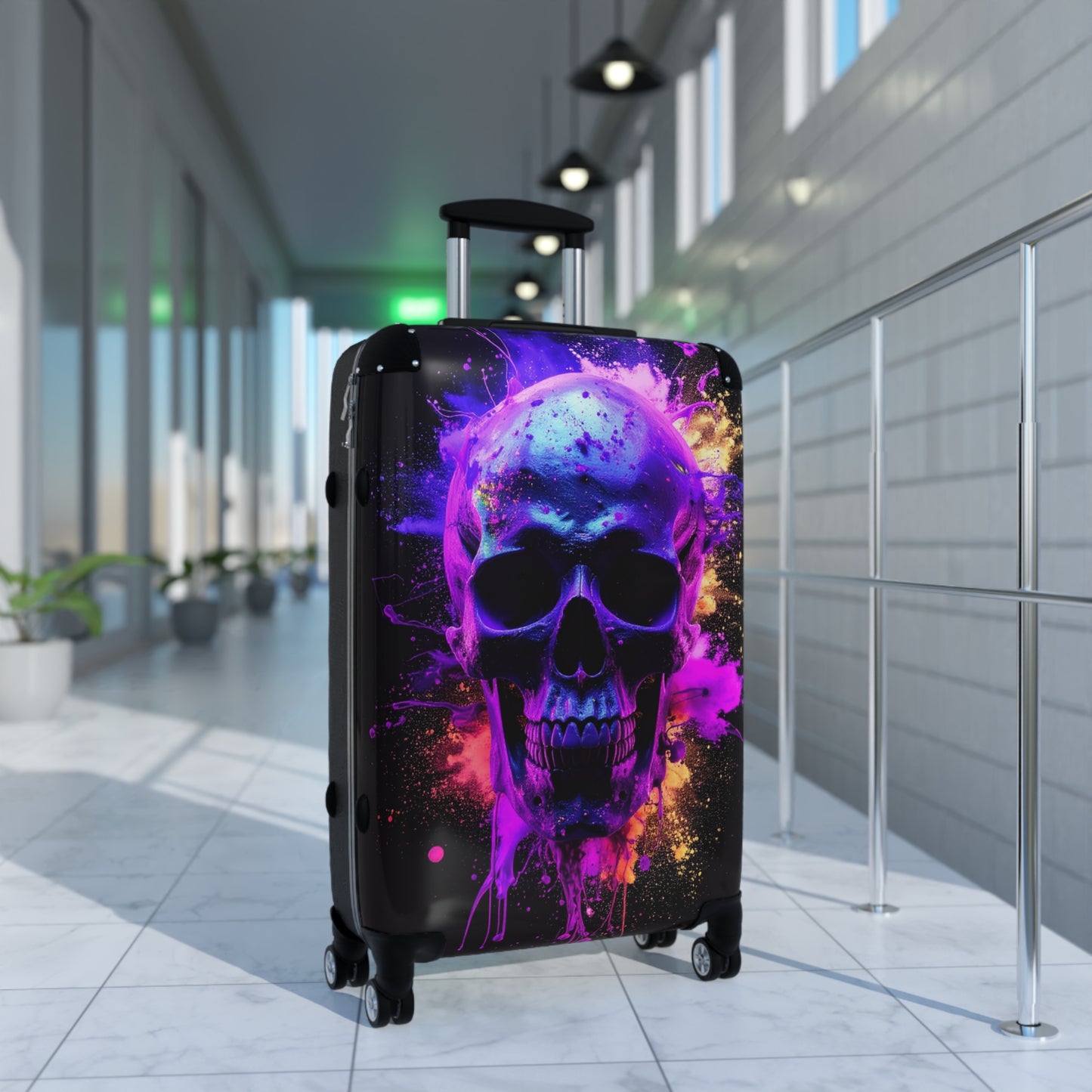 Vibrant Skull Suitcase - Perfect for Travel Lovers, Adventure Seekers, Halloween, Unique Gift, Colorful Luggage