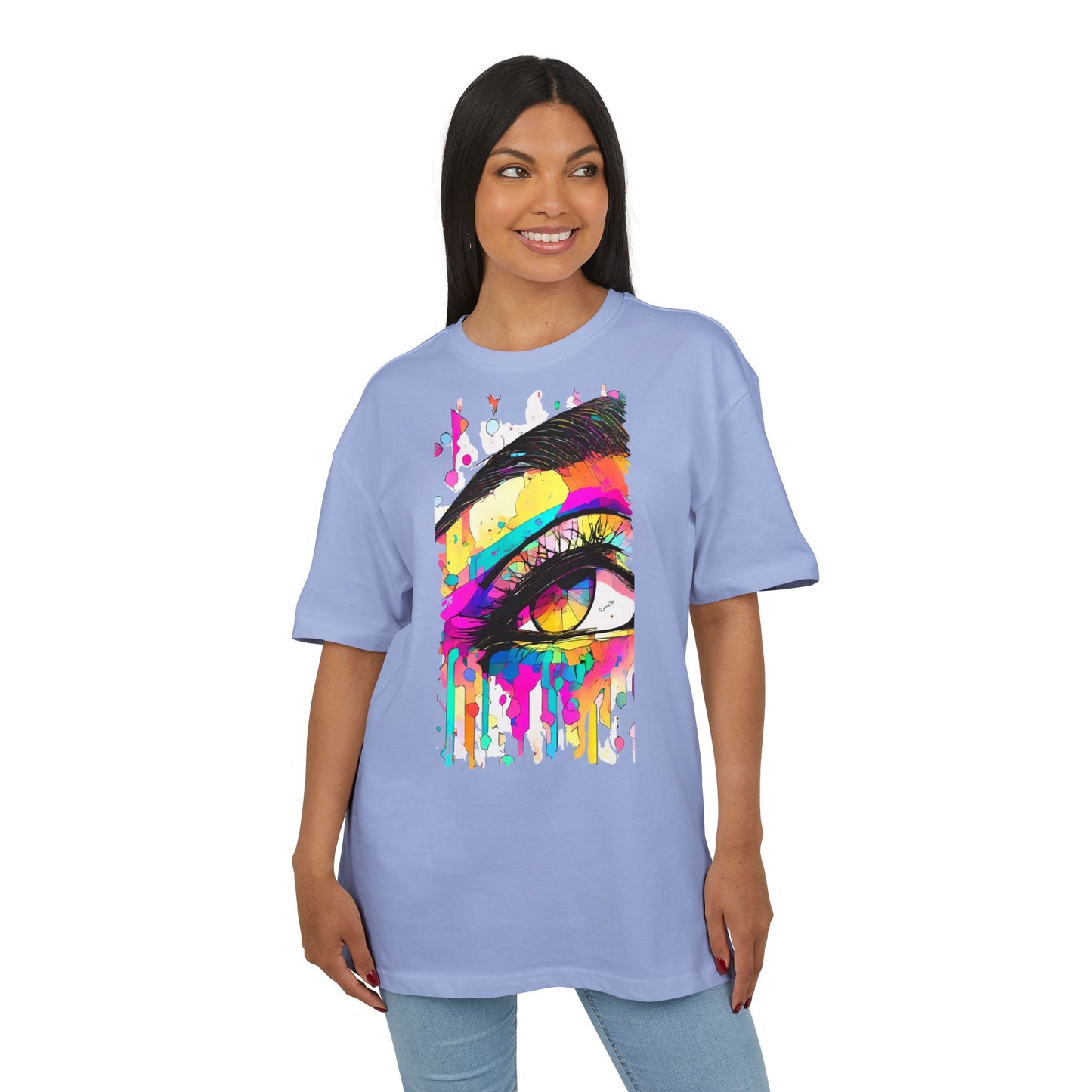 Vibrant Eye Art Oversized Tee, Unisex Heavy Tee for Creative Souls, Art Lovers Gift, Colorful Graphic Shirt, Festival Attire
