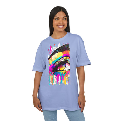 Vibrant Eye Art Oversized Tee, Unisex Heavy Tee for Creative Souls, Art Lovers Gift, Colorful Graphic Shirt, Festival Attire
