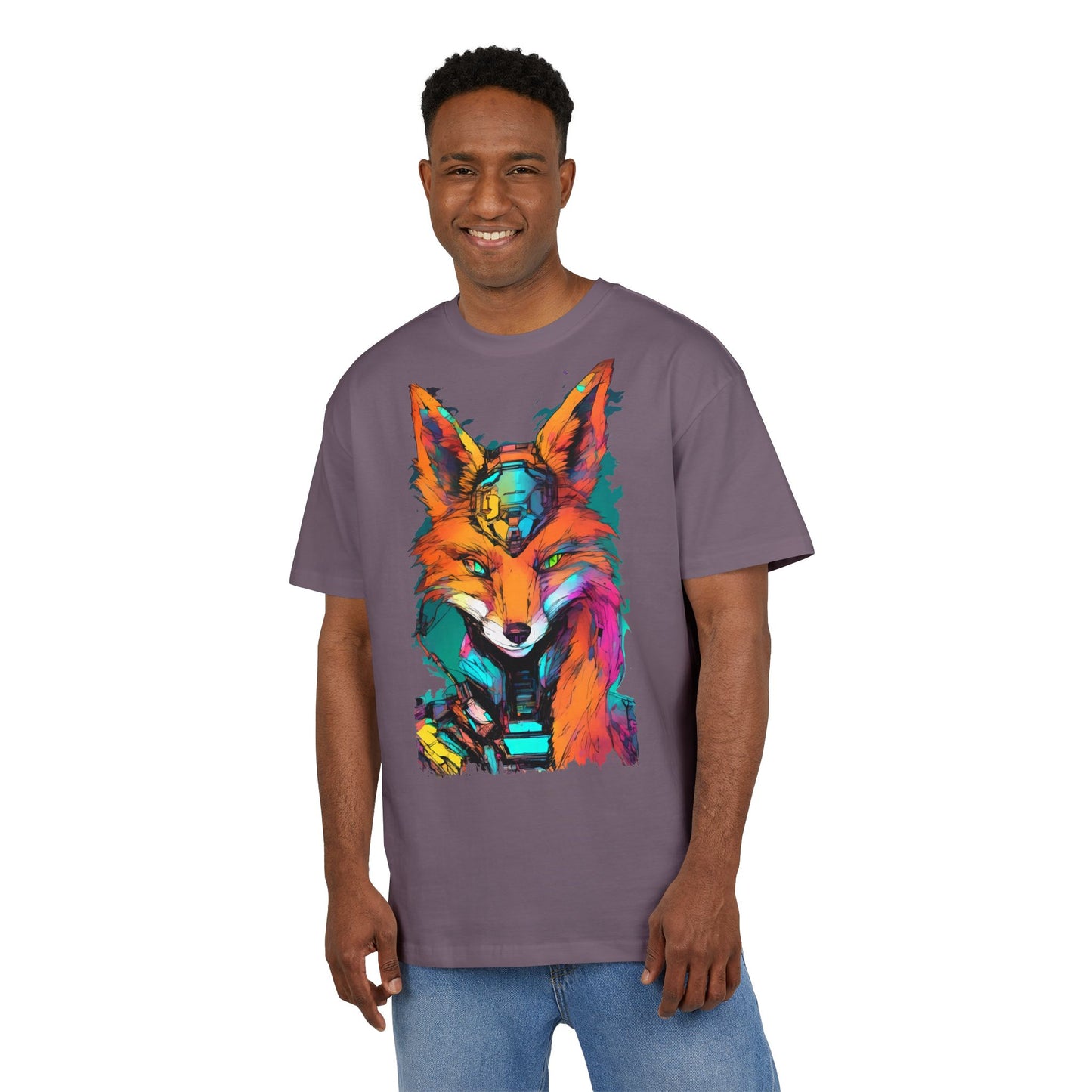 Vibrant Fox Graphic Oversized Tee, Unisex Streetwear Shirt, Unique Gift for Animal Lovers, Casual Wear, Colorful Art Tee