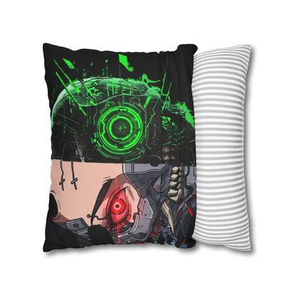 Futuristic Cyborg Pillowcase, Decorative Pillow Cover, Cyberpunk Home Decor, Gift for Sci-Fi Lovers, Gaming Room Accessory