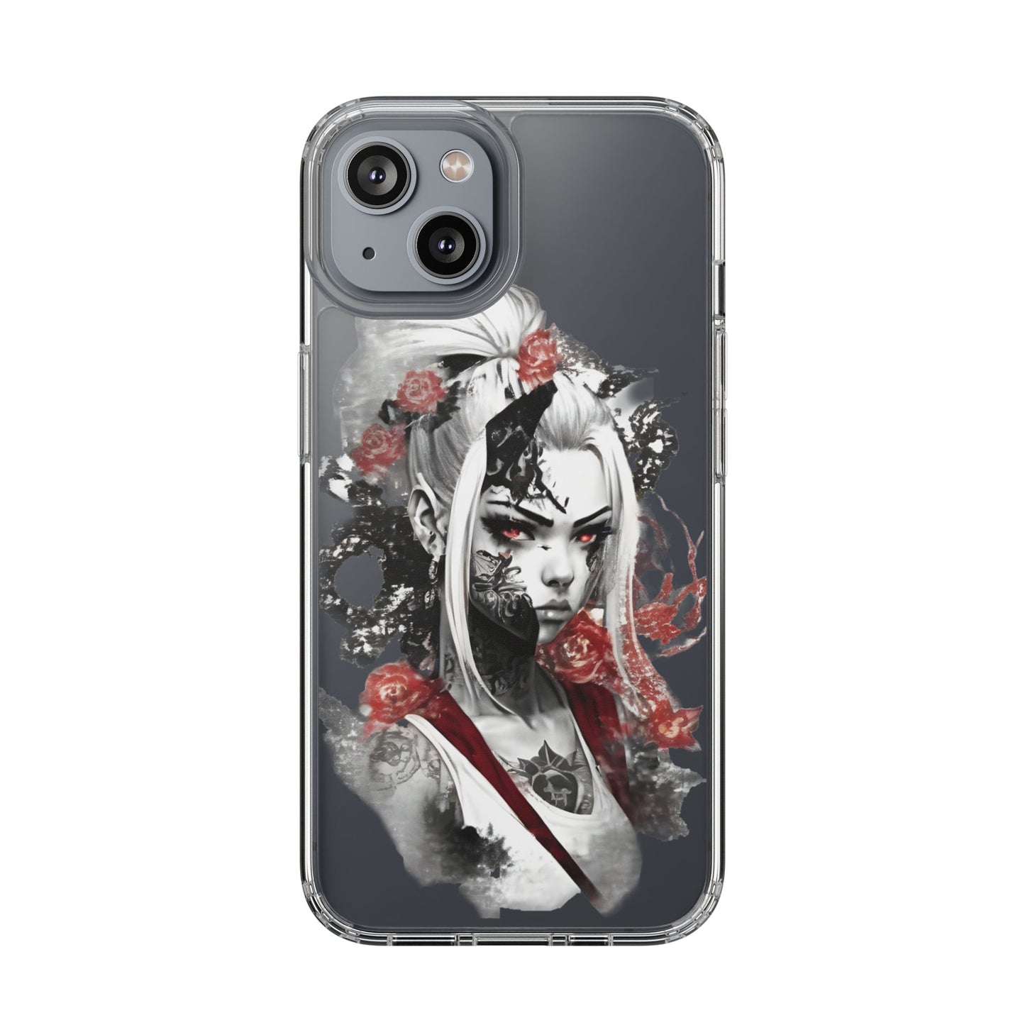 Artistic Clear Phone Case with Floral Design
