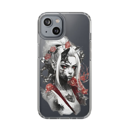 Artistic Clear Phone Case with Floral Design