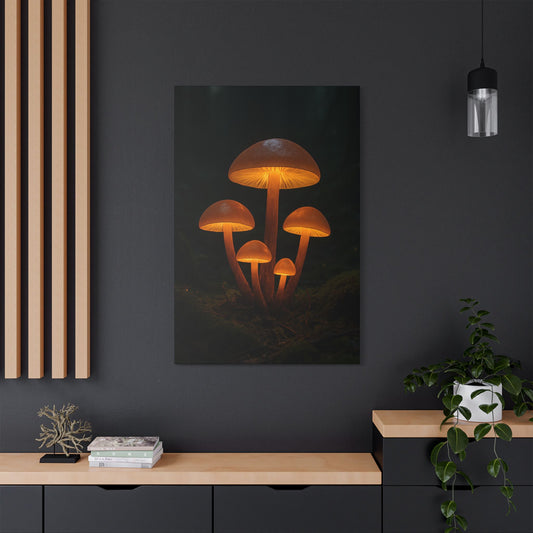 Illuminated Mushroom Art Canvas, Wall Decor, Nature Inspired, Cozy Home Art, Gifts for Nature Lovers, Unique Wall Hanging