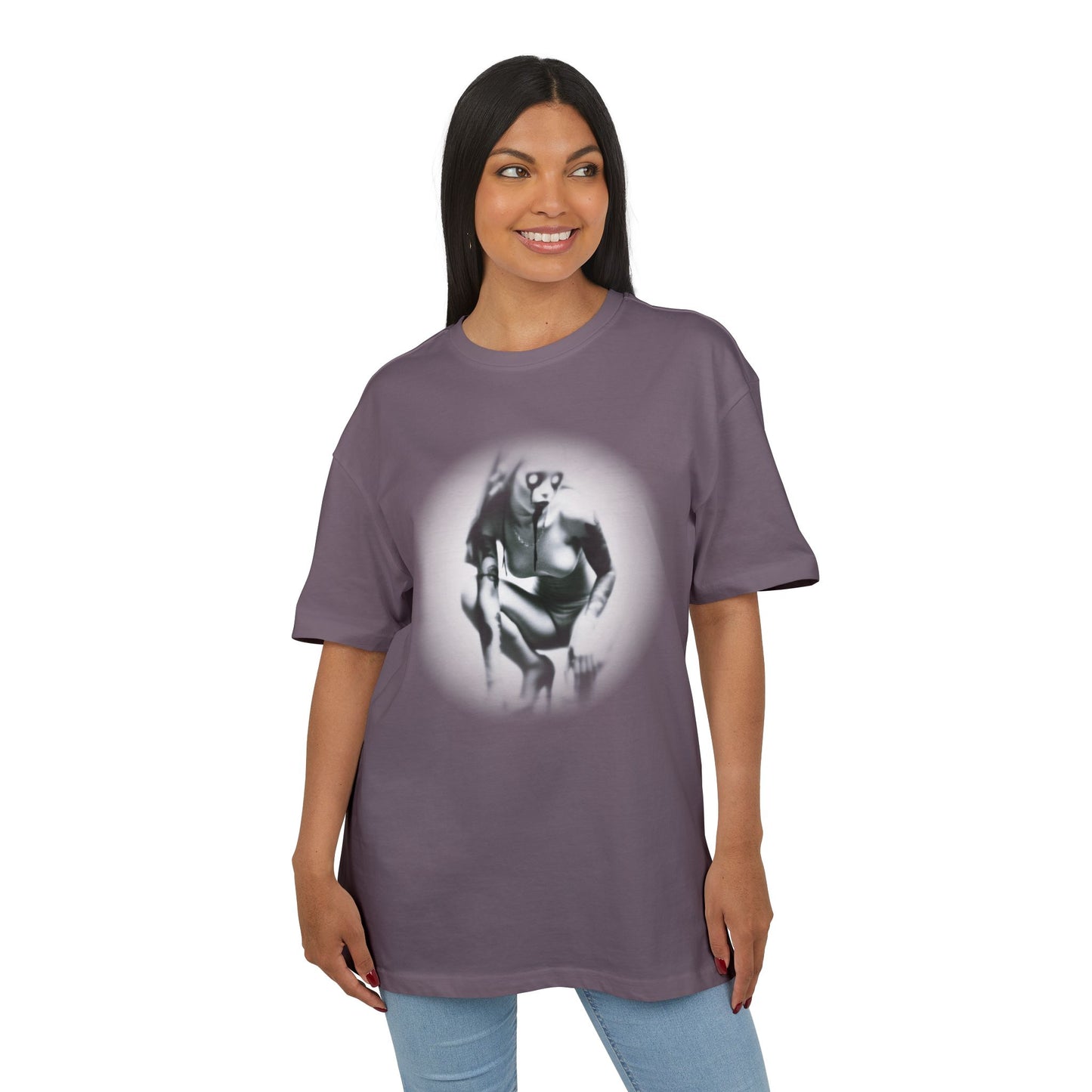 Stylish Unisex Heavy Oversize Tee with Artistic Graphic - Horror Design