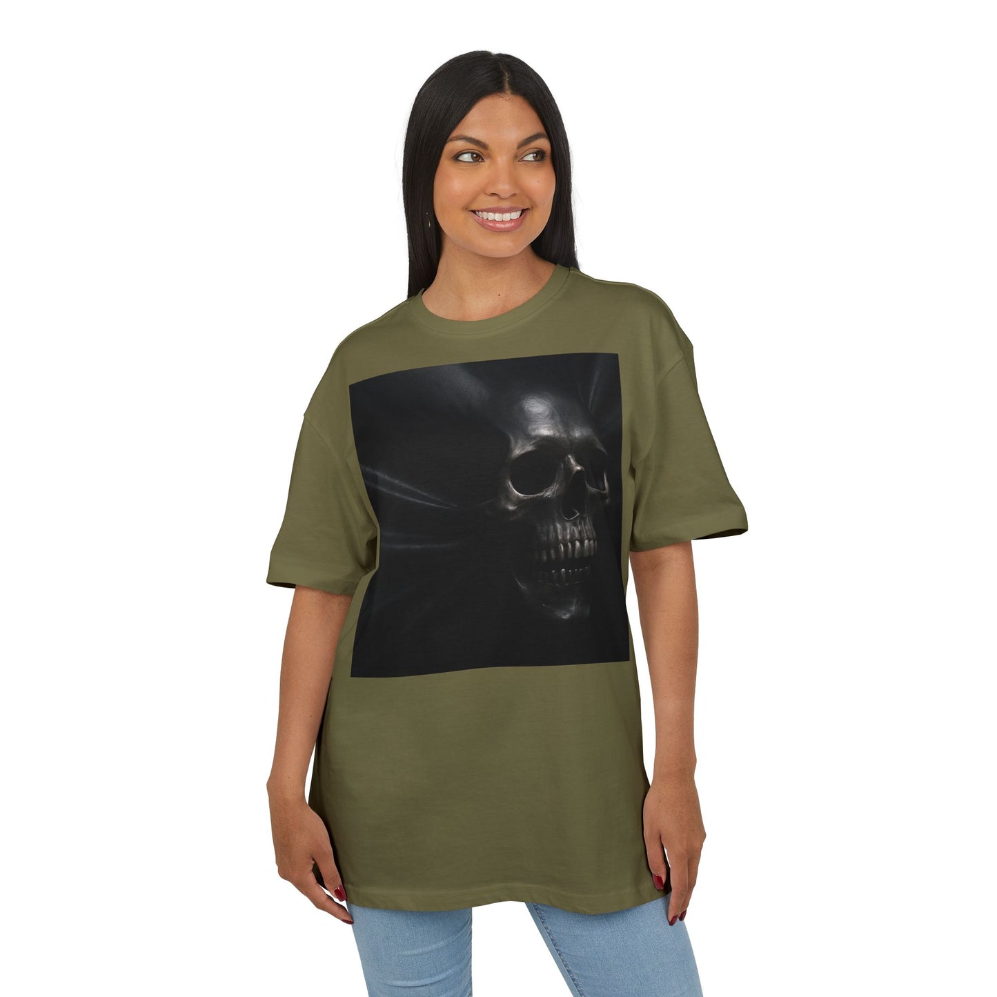 Skull Graphic Oversized Tee - Unisex Heavy Tee for Casual Wear, Street Style, Halloween Attire, Gift for Friends, Unique Art Tee