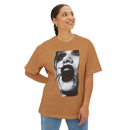Spooky Spider Graphic Tee, Unisex Oversized Black Widow Shirt, Halloween Apparel, Creepy Casual Wear, Unique Gift Idea