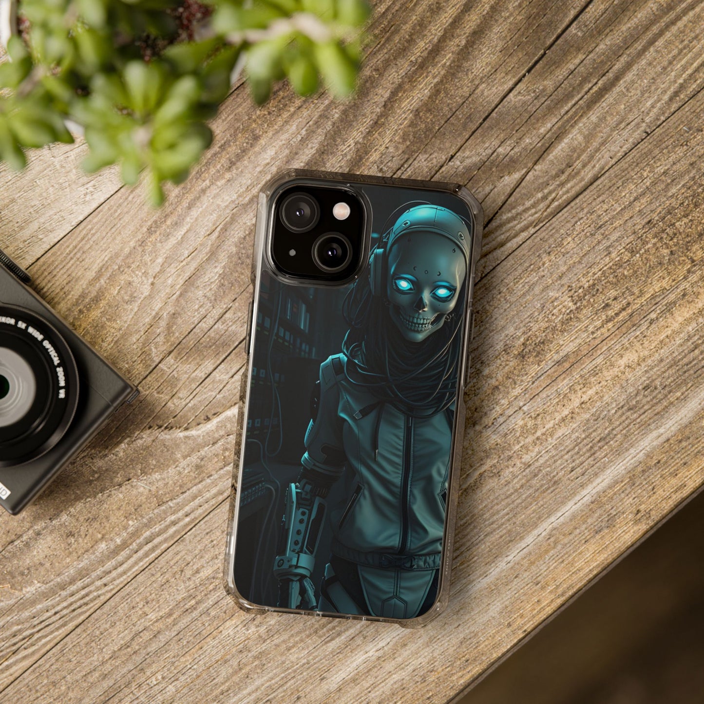 Futuristic Robot Phone Case, Magnetic Clear Impact Case, Unique Gift for Tech Lovers, Protective Smartphone Accessory, Cyberpunk Style