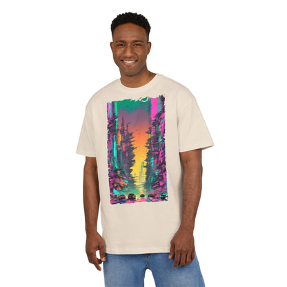 Vibrant Nature Sunset Unisex Oversize Tee, Cozy Graphic Shirt for Nature Lovers, Trendy Casual Wear, Gift for Friends, Summer Fashion