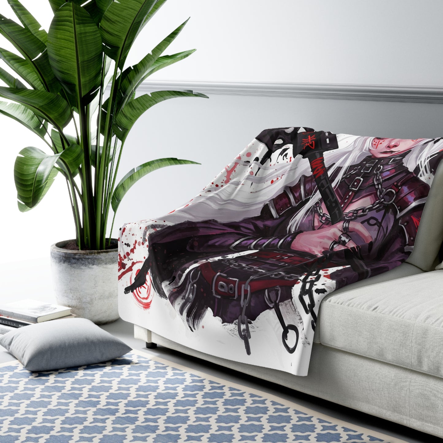 Demonic Art Sherpa Fleece Blanket - Cozy and Unique Gift for Anime Lovers