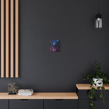 Urban Neon Art Canvas, Modern Wall Decor, Cyberpunk Artwork, Home Office Decoration, Gallery Style Print
