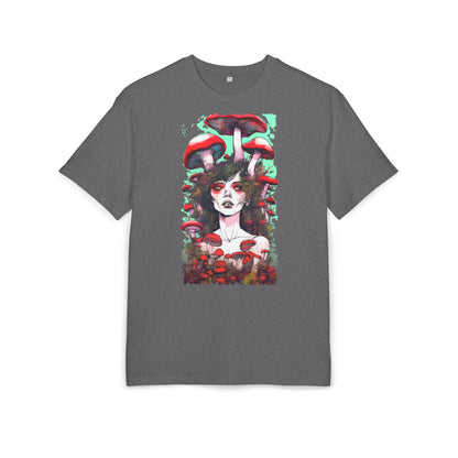 Mystical Mushroom Art Oversize Tee | Unisex Heavy Tee, Boho Style Shirt, Nature Lover Gift, Festival Wear, Graphic Tee, Eco-Friendly Fashion