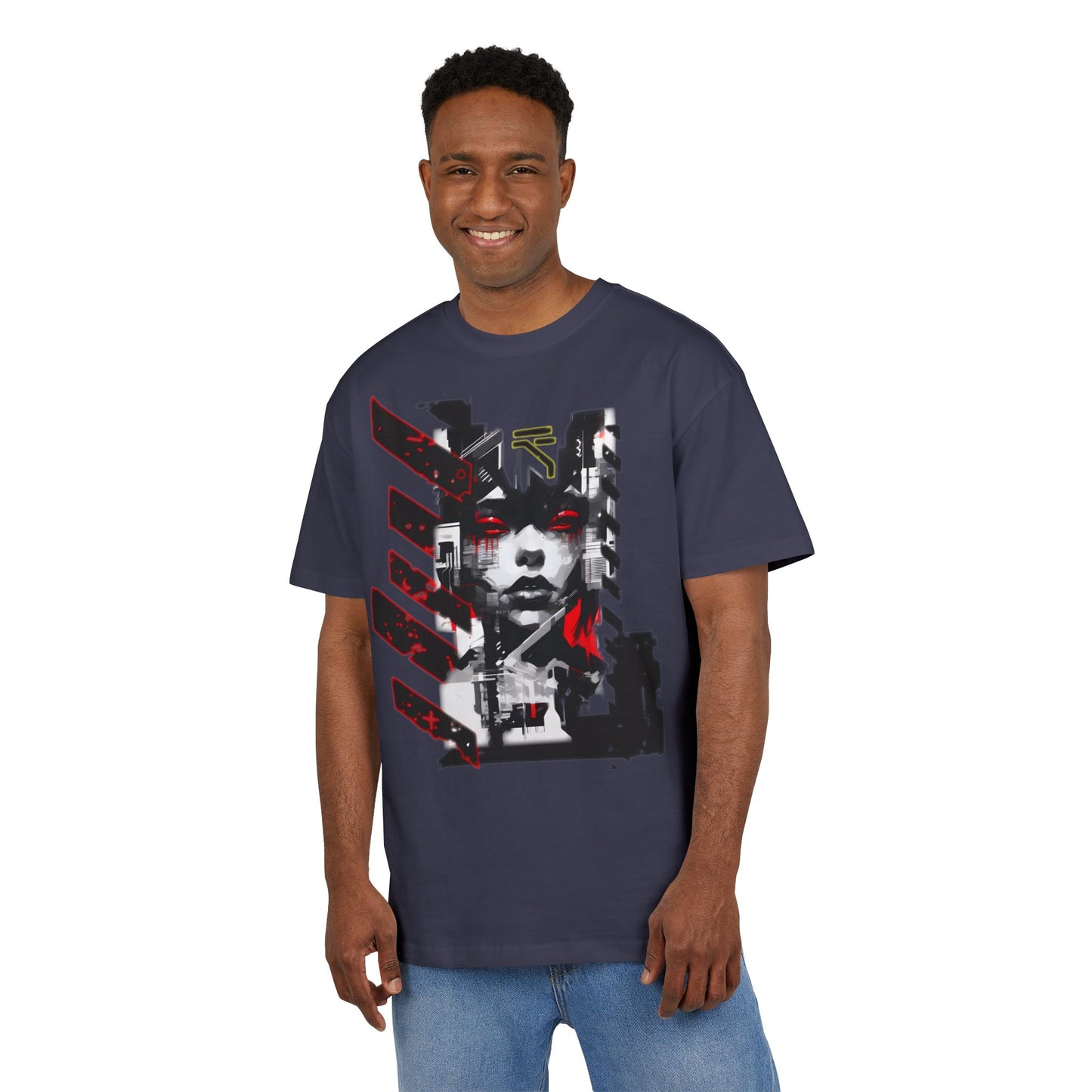 Unisex Heavy Oversize Tee with Urban Art Design - Streetwear Style Tee