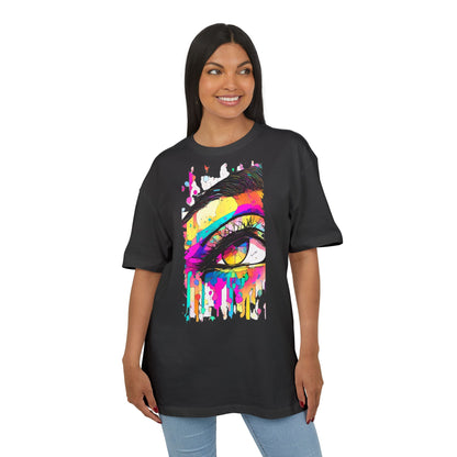 Vibrant Eye Art Oversized Tee, Unisex Heavy Tee for Creative Souls, Art Lovers Gift, Colorful Graphic Shirt, Festival Attire