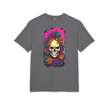 Skull Floral Oversize Tee - Graphic T-Shirt for Halloween, Festival Wear, Unisex Casual, Unique Gift