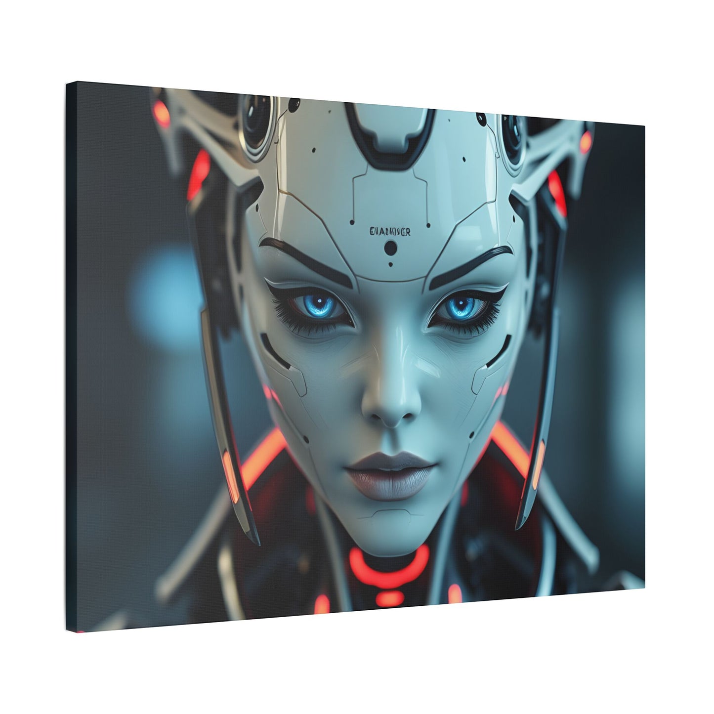 Futuristic Canvas Art Print, Digital Wall Decor, Modern Home Art, Unique Gift for Tech Lovers, Robotic Aesthetic