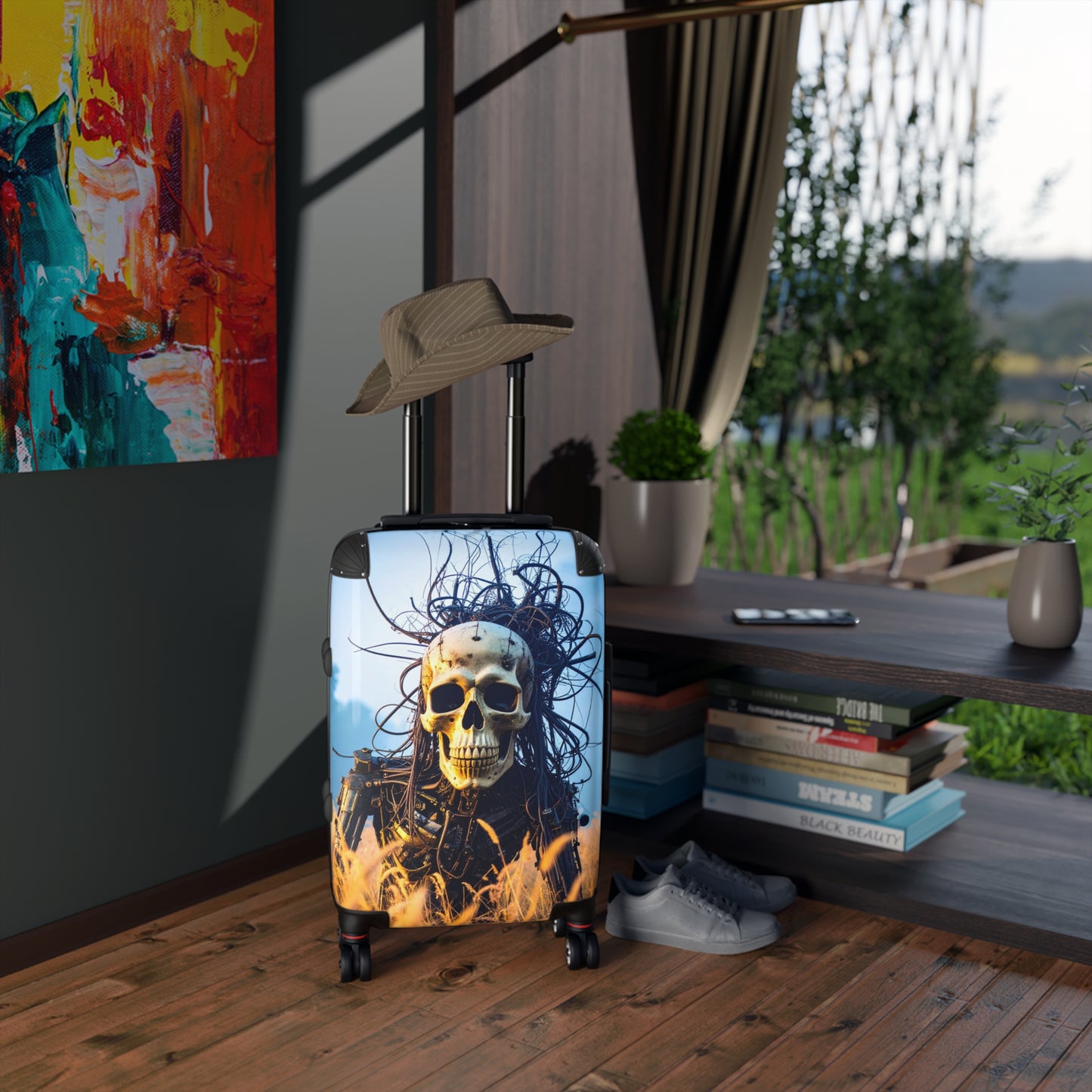 Skull Design Suitcase - Edgy Luggage for Travel, Halloween Decor, Unique Gifts, Skull Lover Merchandise, Travel Accessories