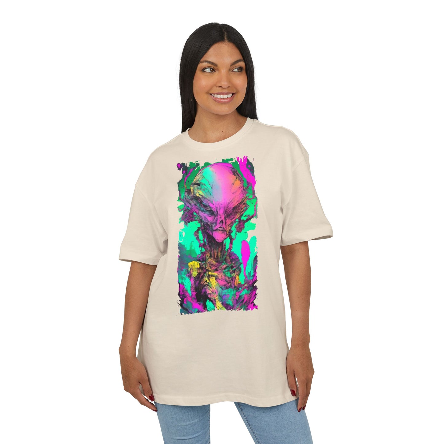 Alien Art Unisex Oversize Tee, Graphic Tee, Casual Style, Streetwear, Unique Gift, Statement Piece
