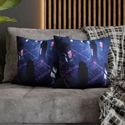 Futuristic Cityscape Pillowcase, Home Decor, Throw Pillow Cover, Gift for Gamers, Cyberpunk Vibe, Modern Bedroom Accent