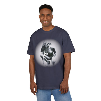 Stylish Unisex Heavy Oversize Tee with Artistic Graphic - Horror Design