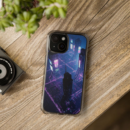Futuristic Cityscape Phone Case, Customizable Clear Impact Case, Gift for Tech Lovers, Unique Phone Accessory, Aesthetic Cell Phone Cover