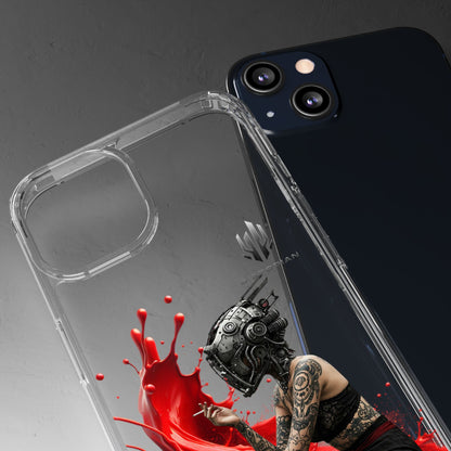 Dystopian Art Clear Phone Case - Futuristic Style with Bold Design