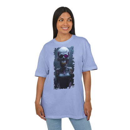 Unisex Heavy Oversize Tee with Skeleton Graphic, Spooky Halloween T-shirt, Casual Graphic Tee, Skeleton Art Shirt, Unisex Halloween Apparel