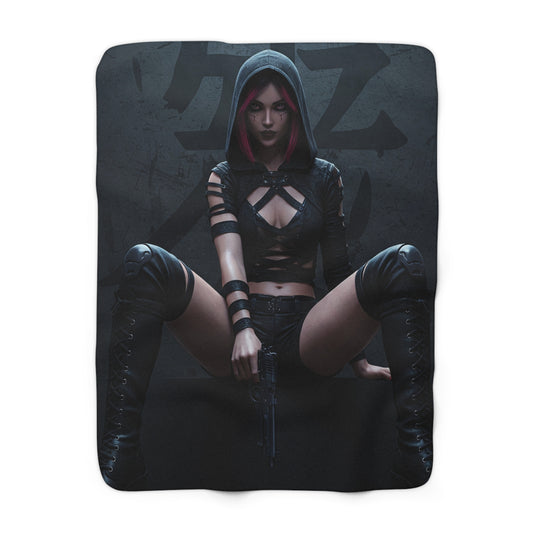 Cyber Sherpa Fleece Blanket - Cozy Cyberpunk Decor for Home