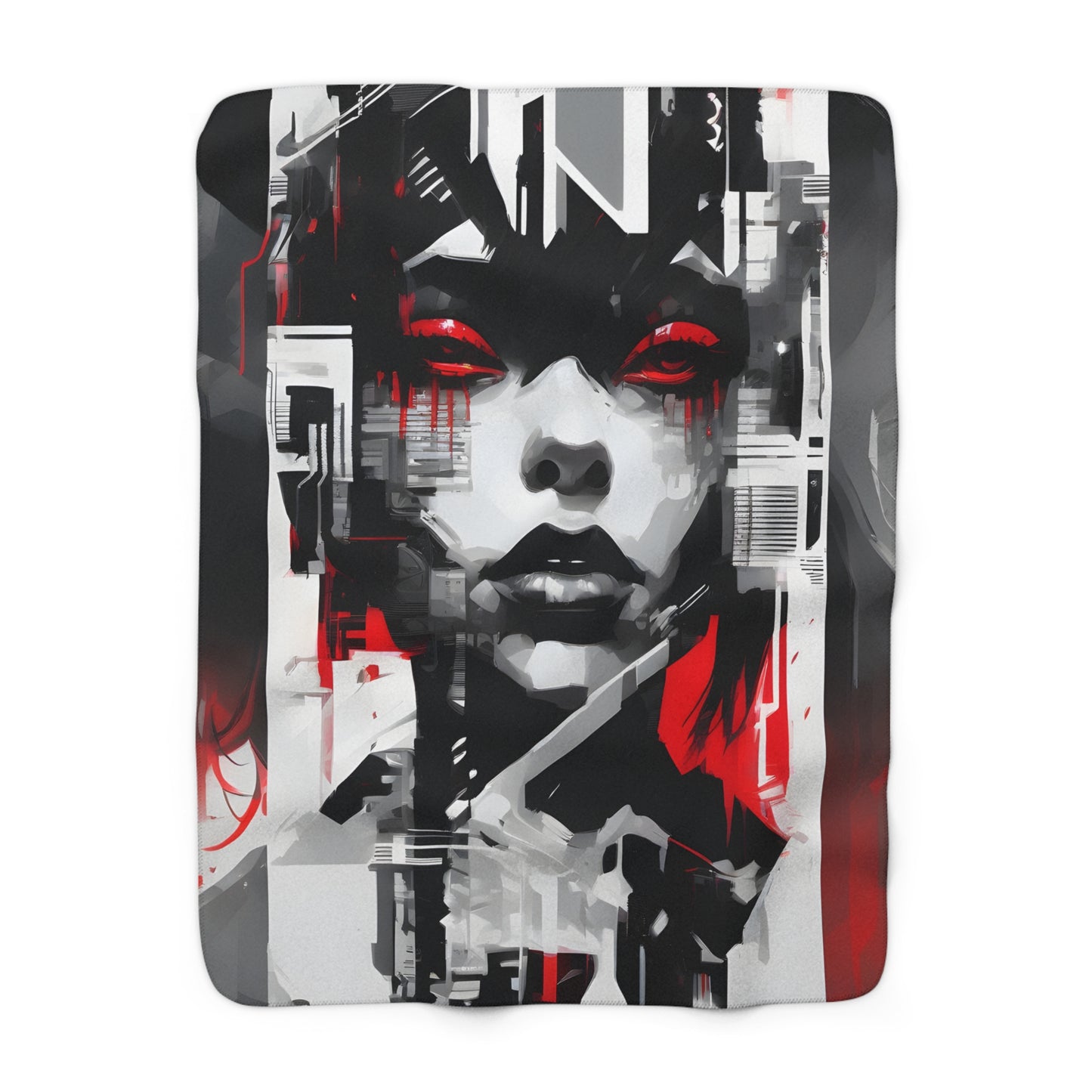 Edgy Graphic Sherpa Fleece Blanket - Cozy Modern Art Throw for Home Décor