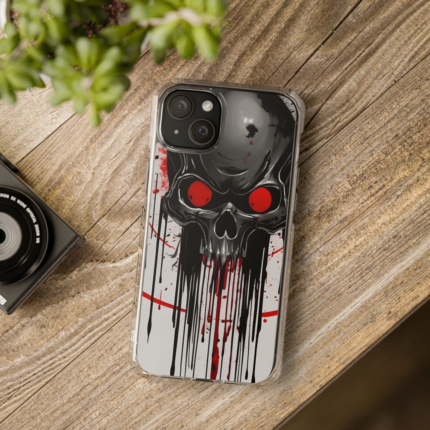 Edgy Skull Design Phone Case, Unique Protective Case, Magnetic Impact Case, Halloween Gift, Skull Lover Accessory