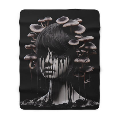 Mystical Mushroom Sherpa Fleece Blanket - Cozy & Artistic