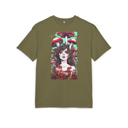 Mystical Mushroom Art Oversize Tee | Unisex Heavy Tee, Boho Style Shirt, Nature Lover Gift, Festival Wear, Graphic Tee, Eco-Friendly Fashion