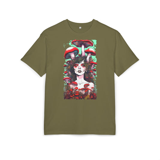 Mystical Mushroom Art Oversize Tee | Unisex Heavy Tee, Boho Style Shirt, Nature Lover Gift, Festival Wear, Graphic Tee, Eco-Friendly Fashion