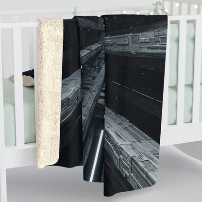 Futuristic Sherpa Fleece Blanket for Cozy Nights