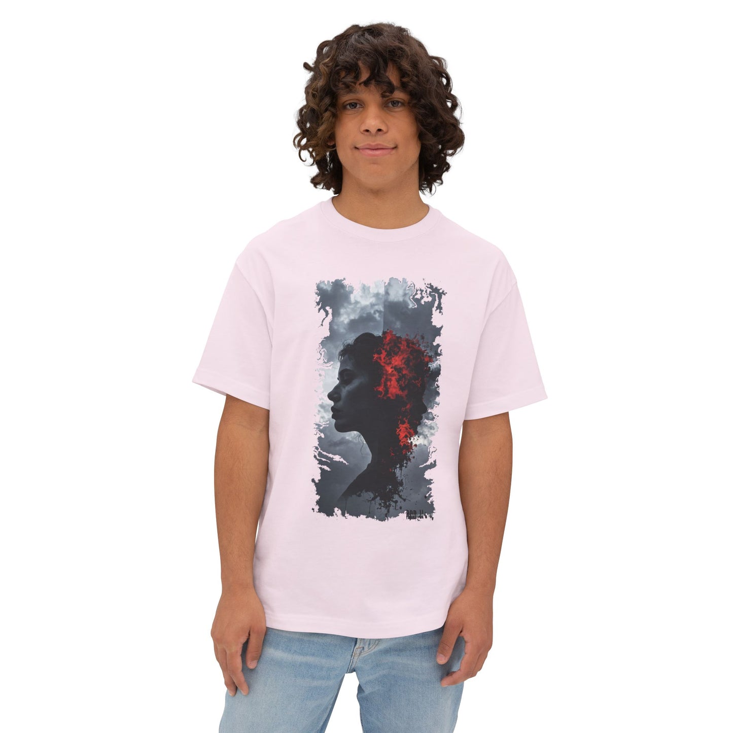Stylish Oversized Boxy Tee with Artistic Profile Design, Casual Streetwear, Graphic T-shirt, Gift for Art Lovers, Everyday Comfort