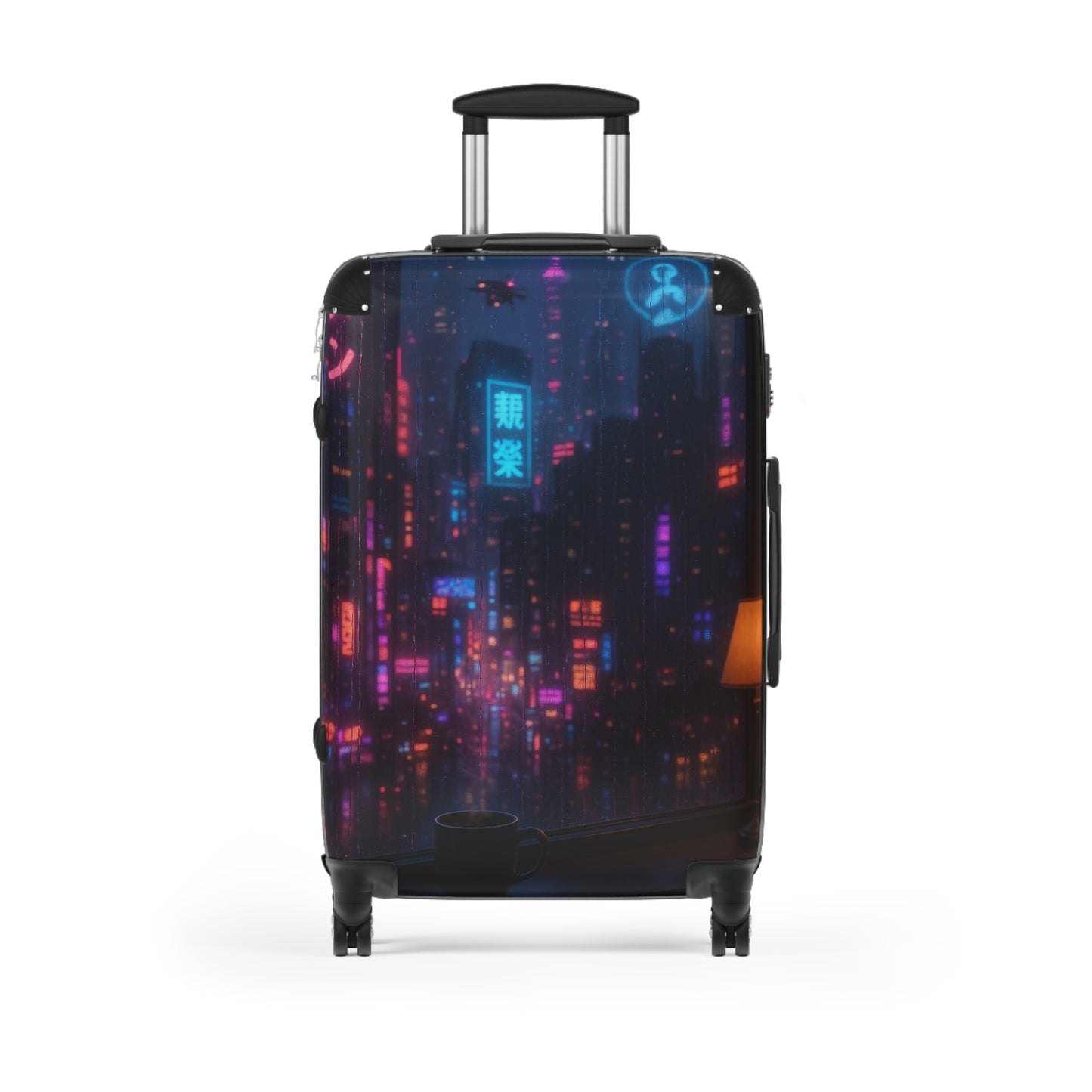 Urban Nightscape Luggage - Stylish Travel Suitcase, Neon City Design, Perfect for Adventurers, Travelers, Gifts for Explorers