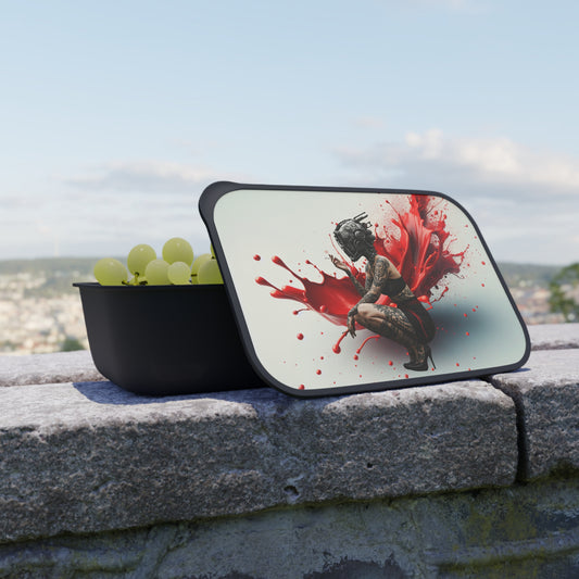 Edgy Bento Box with Band & Utensils | Unique Meal Prep Container, Art-Inspired Lunch Box, Cool Gift for Foodies