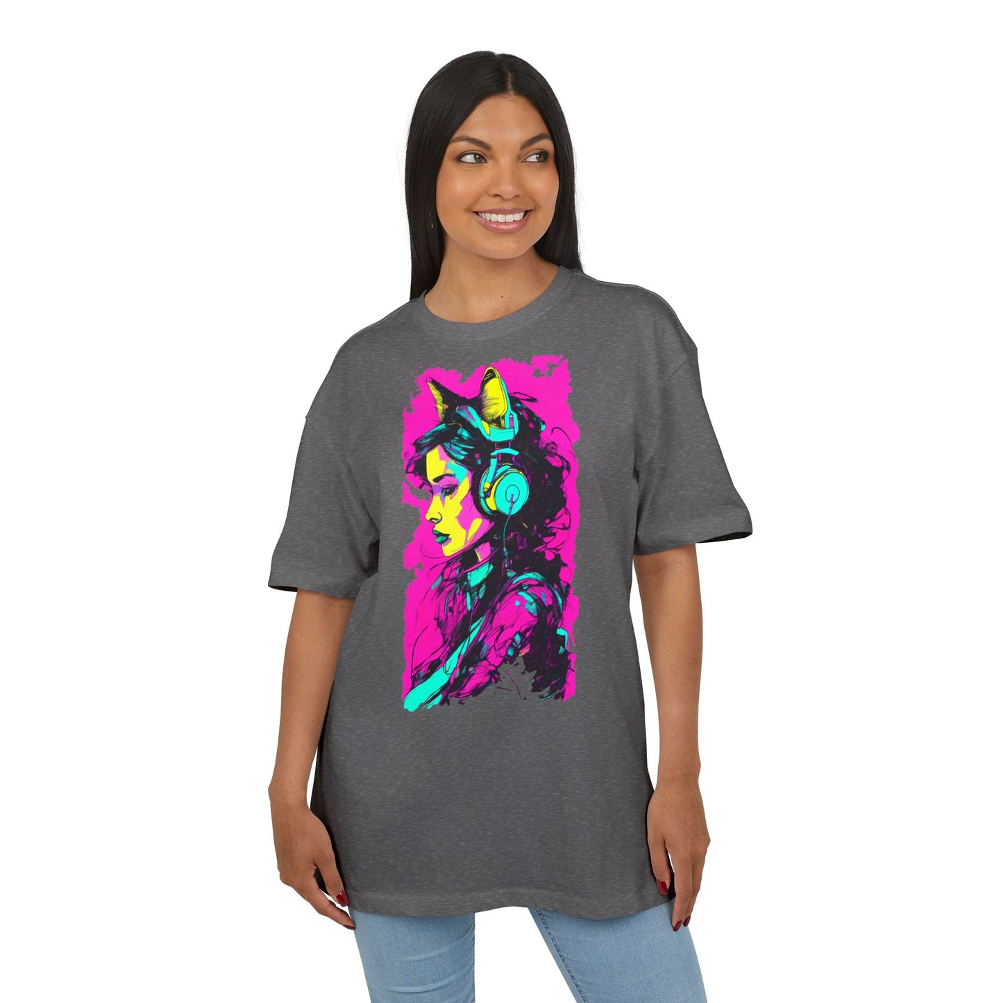 Vibrant Music Lover's Tee, Unisex Heavy Oversize Tee, Trendy Graphic Shirt, Colorful Art Top, Perfect for Festivals and Gifts