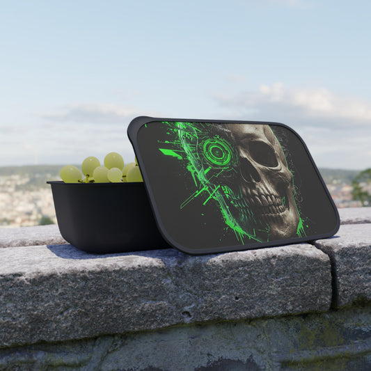 Gothic Skull Bento Box with Utensils, Eco-Friendly Meal Container, Lunch Box for Goth Lovers, Halloween Party, Dark Aesthetic Kitchenware
