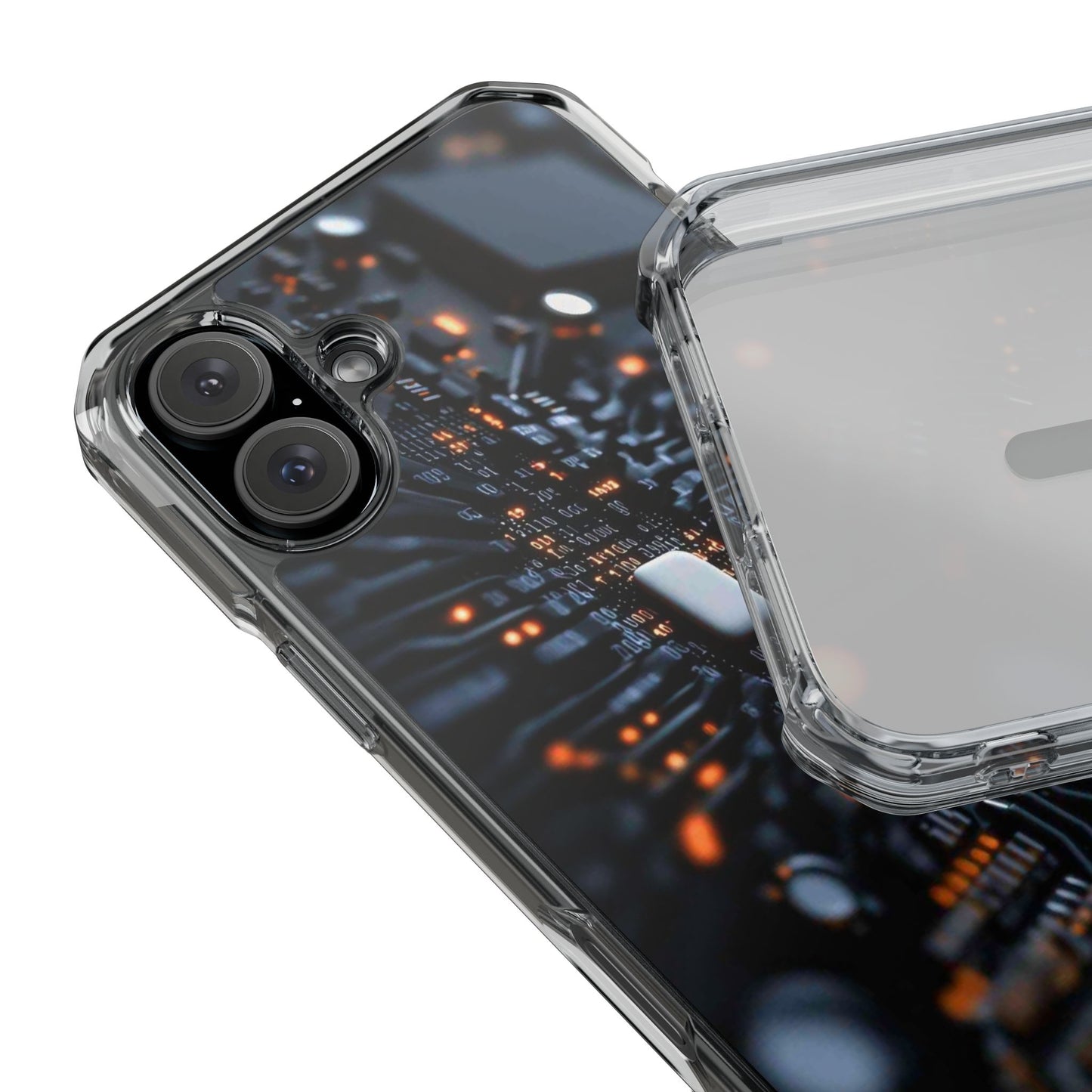 Magnetic Clear Impact Phone Case - Tech-Inspired Design, Perfect for Gadget Lovers, Birthday Gift, Tech Accessories, Durable Protection