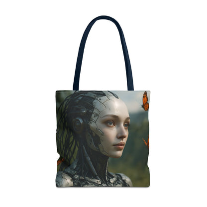Futuristic Nature-Inspired Tote Bag, Eco-Friendly Bag, Gift for Tech Lovers, Reusable Shopping Bag, Art Tote for Nature Enthusiasts